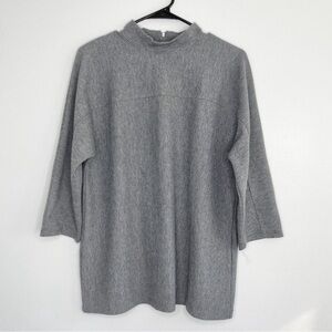 Chico's Gray Sweater Mock Neck 3/4 Sleeve Mock Neck Knit Size 1 Medium